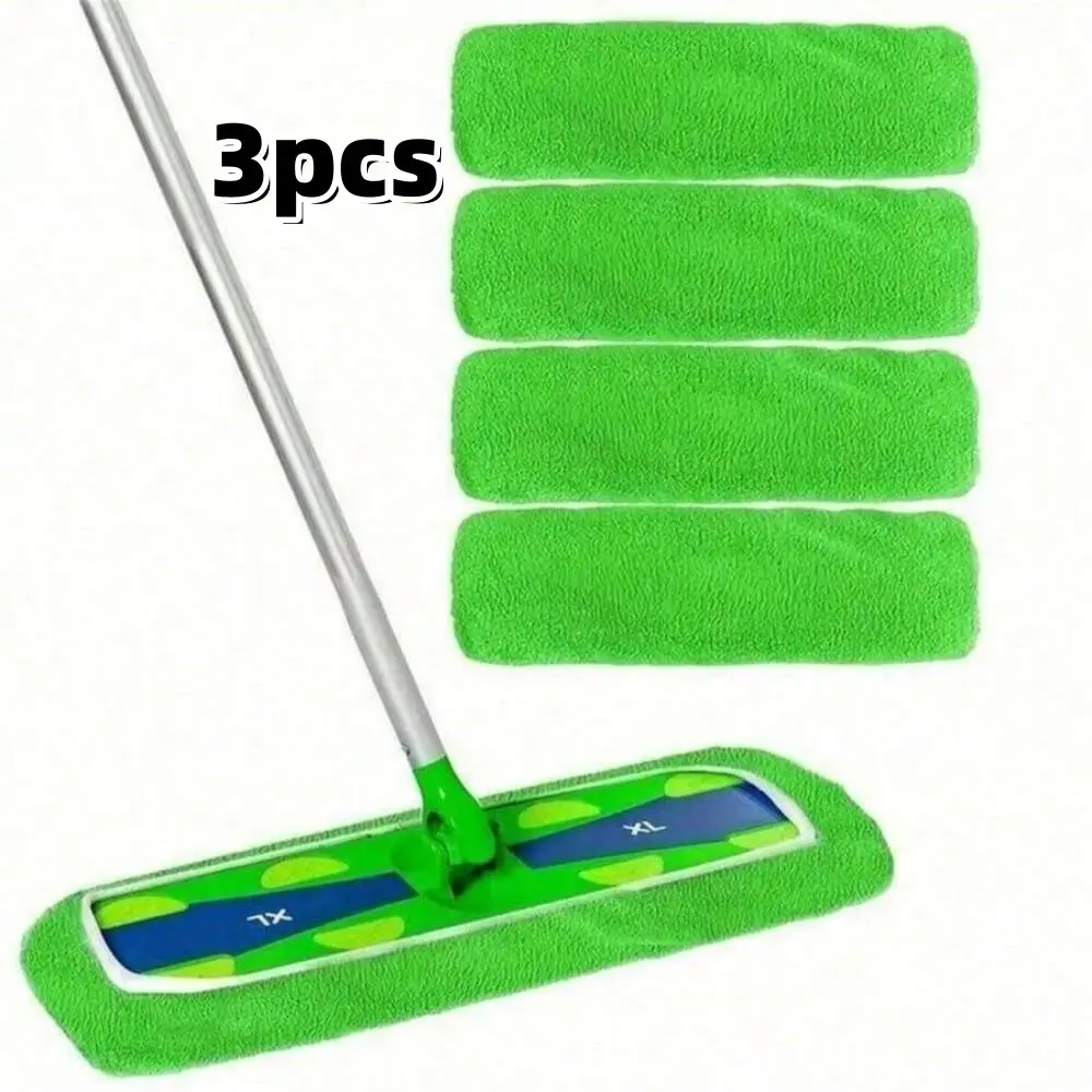3-Pack Reusable Microfiber Pads, Compatible with Dry and Wet Mop, Ideal for Hardwood Surfaces, Dust Removal Supplies