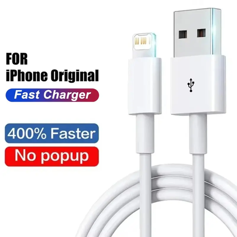 USB-A & USB-C to Lightning Fast Charging Electronic Cable, High Speed iPhone Charger Cord, No Popup, Data Sync & Charge Cable for iPhone 11/12/13/14/15 Series, Pro, Pro Max, Mini, Plus, XR & XS
