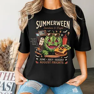 Summerween Watermelon Pumpkin T-Shirt, Spooky Summer Graphic Tee