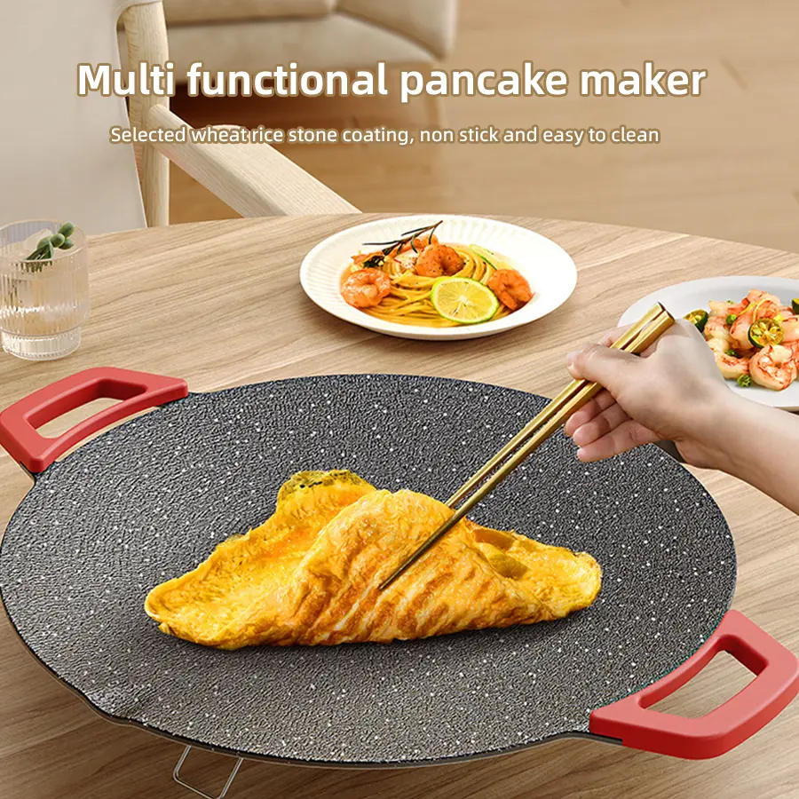 Multi functional pancake maker, pancake maker, pancake oven, 5-speed temperature setting, with overheat protection, non stick pan design for easy cleaning, suitable for family gatherings, outdoor camping use
