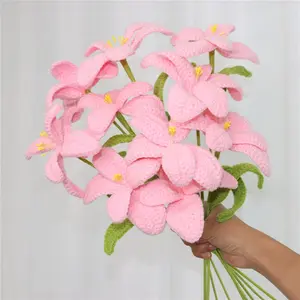 Handmade Crochet Tulip Bouquet, Knitting Flower Bouquet, Decorative Flower for Home Party Wedding Anniversary Festival, Fruit, Crochet Artificial Flowers