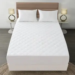VISION King Size Premium Quilted Fitted Mattress Pad - Hypoallergenic Fiberfill Mattress Toppers, 360-Degree Protection, Breathable All-Seasons Diamond Stitch Bedding Protector, Bedroom Accessory