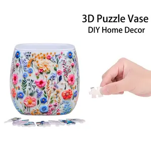 3D Puzzle Vase Plant Holder, Handmade Succulent Planter, DIY Creative Gift for Living Room Decor, Birthday & Home Decoration