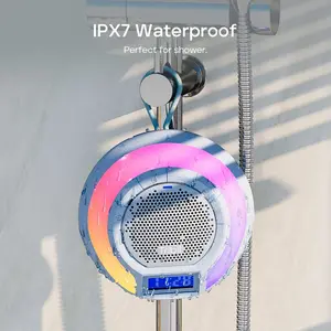TRIBIT AquaEase Bluetooth Shower Speaker with IPX7 Waterproof, 18H Playtime, Light, Stereo Pair, App Control, Built-in Mic, Portable Speaker for Outdoor and Home Audio
