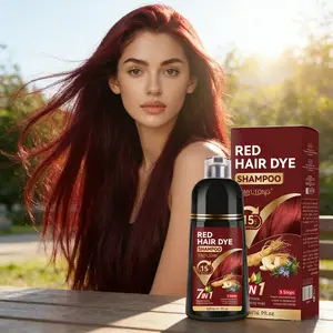 500ml 7-in-1 Red Hair Dye Shampoo Gentle Hair Dye | Hair Coloring, Natural Gray Coverage, Herbal Formula with Ginseng Extract, Plant-Based Care, Salon-Quality Results at Home
