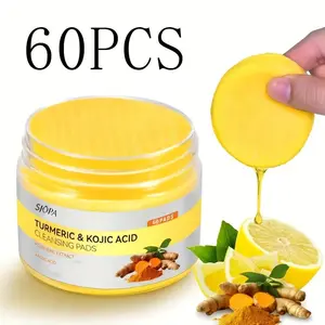 Turmeric Kojic Acid Cleansing Exfoliating Pads Facial Cleansing Foaming Skincare Kojic Acid for Dark Spots Facial Acne facial Repair Cleanser Exfoliating kojic acid lemon comfort facial wash, Reduce Pimples & Clogged Pores Face Scrub Daily exfoliator face