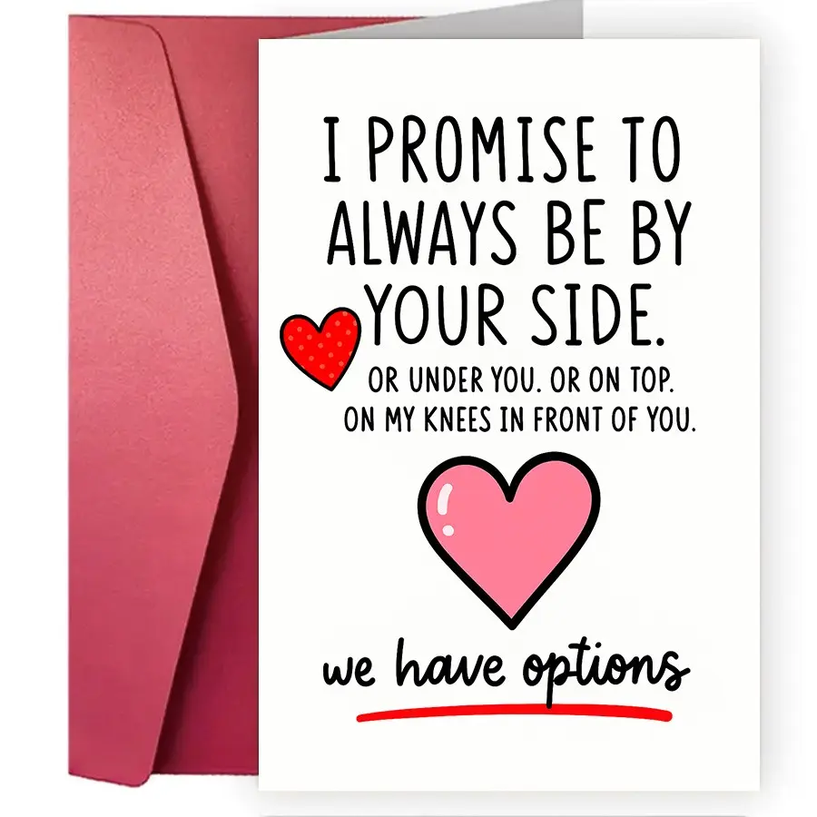 1pc Romantic Love Greeting Card, Quote Cards, Cute Heart Design with Humorous and Funny Promise Message, Anniversary, Valentine's, Christmas Card for Couples, Boyfriend, Girlfriend, Husband, Wife, Partner, Keepsake Gift, Romance