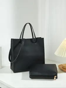 New 2-Piece Fashion Solid Color Simple Women's Handbag Shoulder Bag Set, Stylish Ladies' Crossbody Bags, Perfect for Daily Use