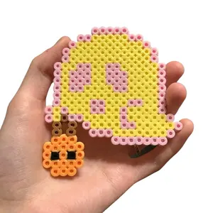 Perler Bead Ghost Light Pink & Pastel Yellow
