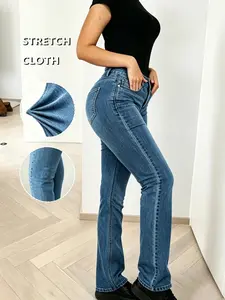 eans two-button slimming buttocks high-end denim blue fashion versatile elast