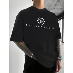 Men's Regular Fit Letter Print Round Neck Tee, Casual Short Sleeve Crew Neck T-Shirt for Daily Wear, Fashion Men's Top for Summer, Athletic T Shirt