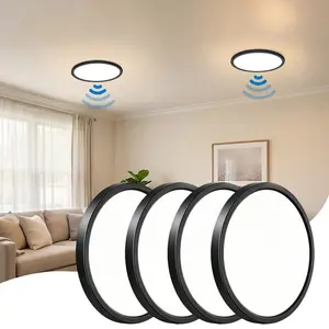 10-Inch Radar Motion LED Ceiling Light, Human Body Sensor Wall Cabinet Lamp, Modern Recessed Fixture, Interior Led Lights, for Hallway, Laundry, Stairs, 2/4 Pack