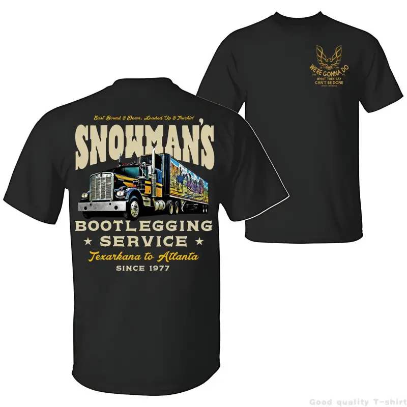 [Fall Outfits]Snowman's Bootlegging Service 2-Side T-Shirt, Smokeyy and The Bandiit Tee, Unisex Trendy Shirt Gift for Movie Fans, Gift for Him, Movie Merch