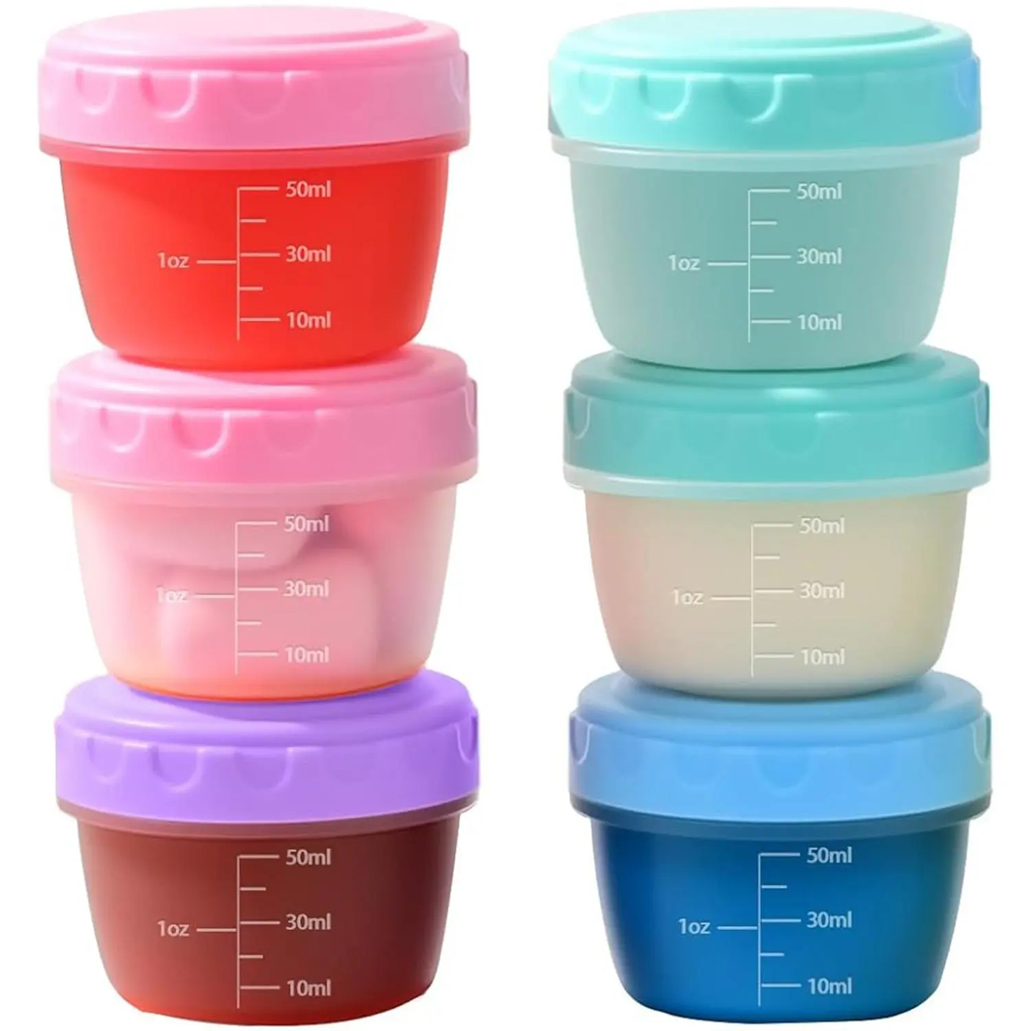 6-Pack Reusable BPA-Free Plastic Salad Dressing Containers with Lids, 2.7 oz Leak-Proof Canisters, Portable Sealed Set for Kitchen Storage & Camping (Container & Lid Food Storage), Plastic Containers