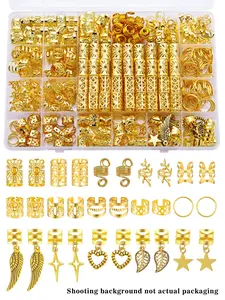 220pcs Alloy Mixed Style Hair Ring Set, DIY Dreadlock Braid Hair Beads, Boho Bohemian Style Trendy Appearance Hair Accessories, Loc Hair Jewelry for Women, Music Festival Party DIY Accessory