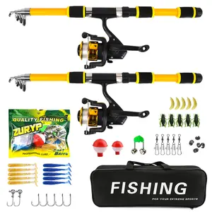 Glass Fiber Fishing Rod Set, 1.8m Retractable Reel Combo, Single & Dual Rod Options, Freshwater Saltwater Travel Kit, Telescopic Fishing Rod
