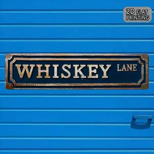 1PC 2D Flat Retro "Whiskey Alley" Iron Sign,39.88x 9.91cm , Rustic Style, Rustic Design Wall Art, Suitable for Home Decoration, Bar, Coffee Shop - Indoor/Outdoor Use, Easy to Hang, Vintage effect, Metal Wall Art