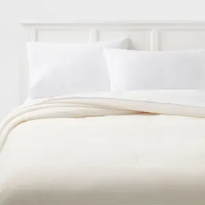 Twin/Twin Extra Long Corduroy Plush Comforter Ivory - Room Essentials