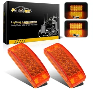 Partsam 2pcs 6" Rectangle Amber 21LED Marker Light Turn Signal 6x2 Rectangular Clearance Lights for Trailer Truck RV Camper Motorhome Golf Cart