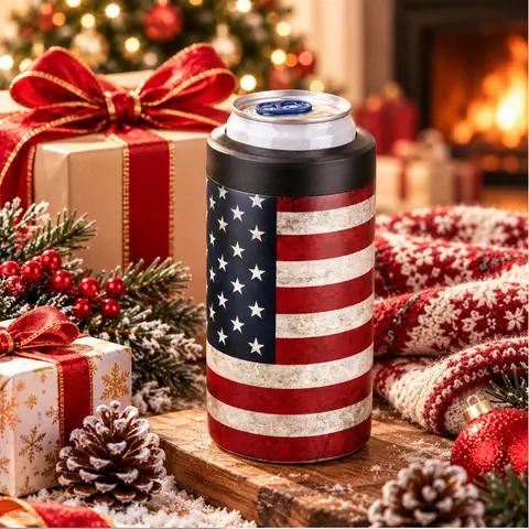 MAXSO 12oz Double Wall Insulated Thermal Can Cooler - Portable Silicone Steel Drinkware - Fits Slim Cans, Bottles, Coffee Cups - Father's Day Gift, Soho Chic