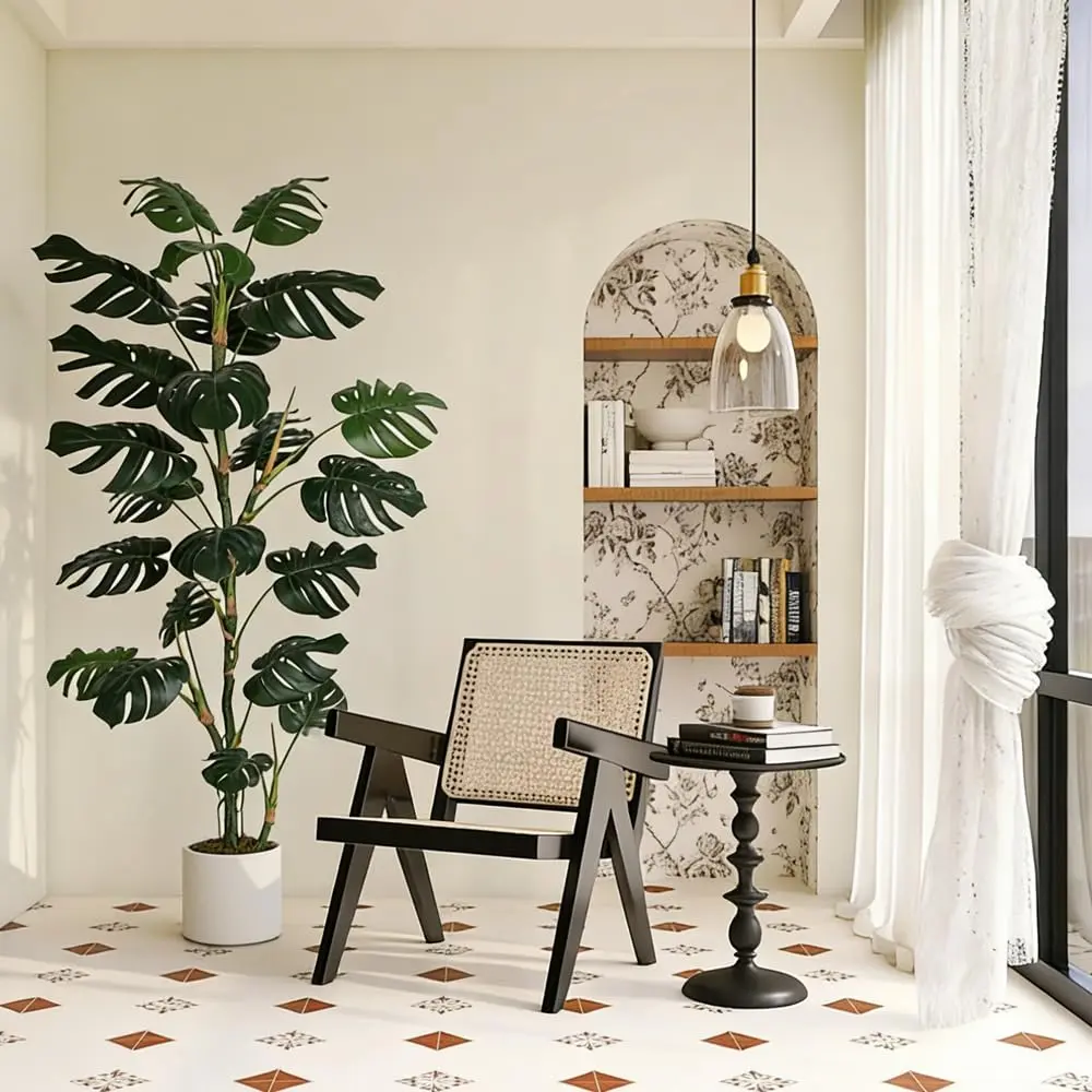 GAOMON 6FT Artificial Monstera Tree - Faux Plant with Lifelike Leaves, Bendable Bough & UV-Resistant - Zero Maintenance Greenery for Home Office Living Room Decor - Includes Weighted Ceramic Pot