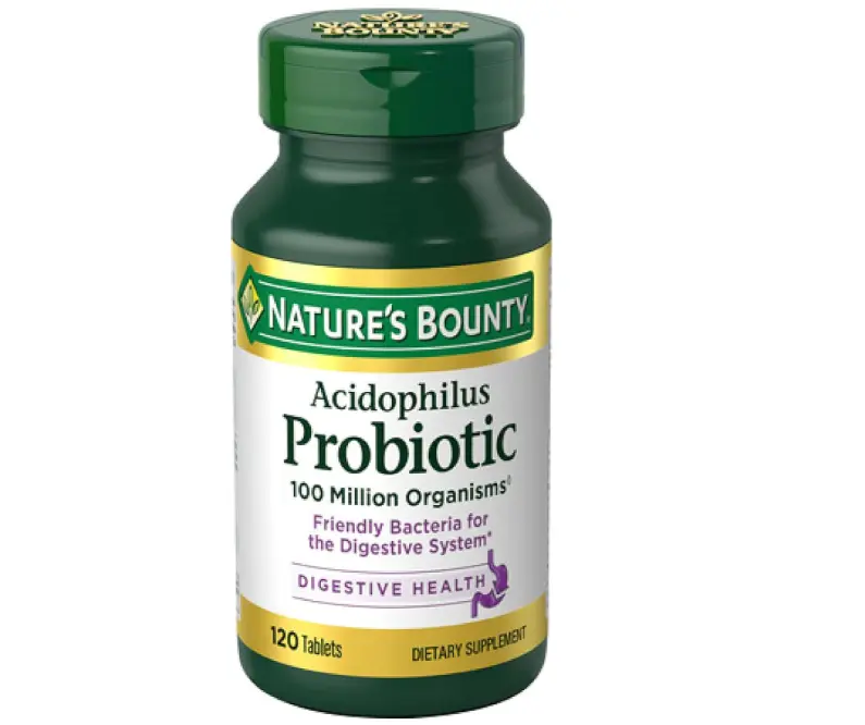 Nature's Bounty Lactobacillus Acidophilus Probiotic Supplement - Daily Probiotic for Women/Men Digestive Health, 100 Million Organisms, Vegetarian, 1 Serving per Day, 120 Tablets