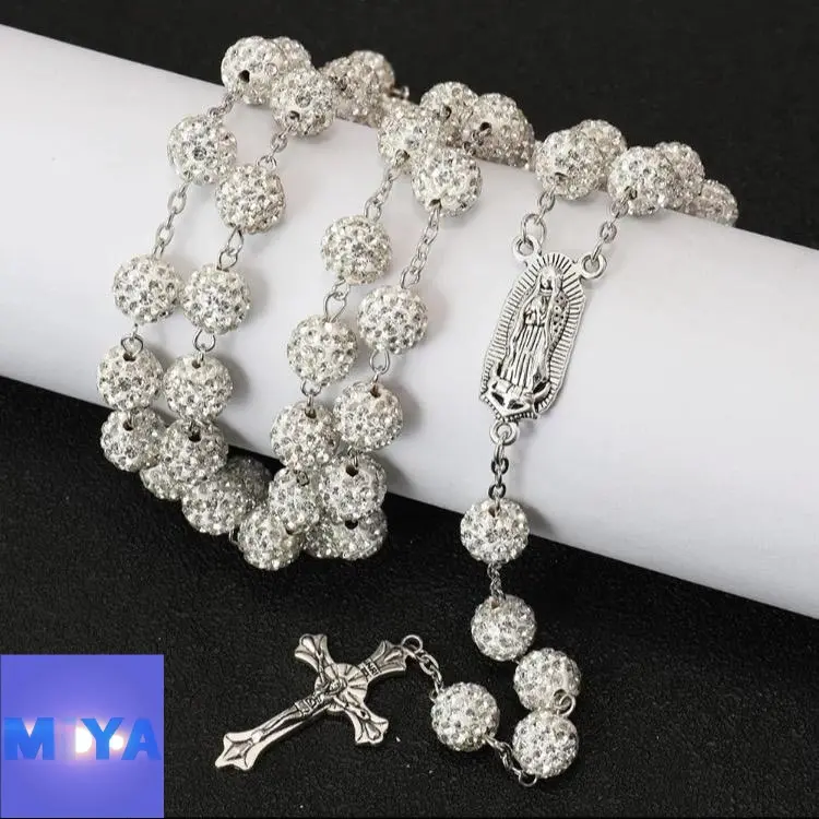 Vintage Silver Rhinestone Cross Necklace - Elegant Christian Religious Symbol Jewelry Accessory, Unique Design, Ideal Easter Gift for Style-Conscious Individuals, Cross Chain, Classic Statement Necklace, Exquisite Jewelry Gift, Jewelry For Women