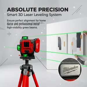 Milwaukee laser level kit,M12 green cross line laser,self leveling measuring tool,construction layout laser,360 plane laser level set men kit set