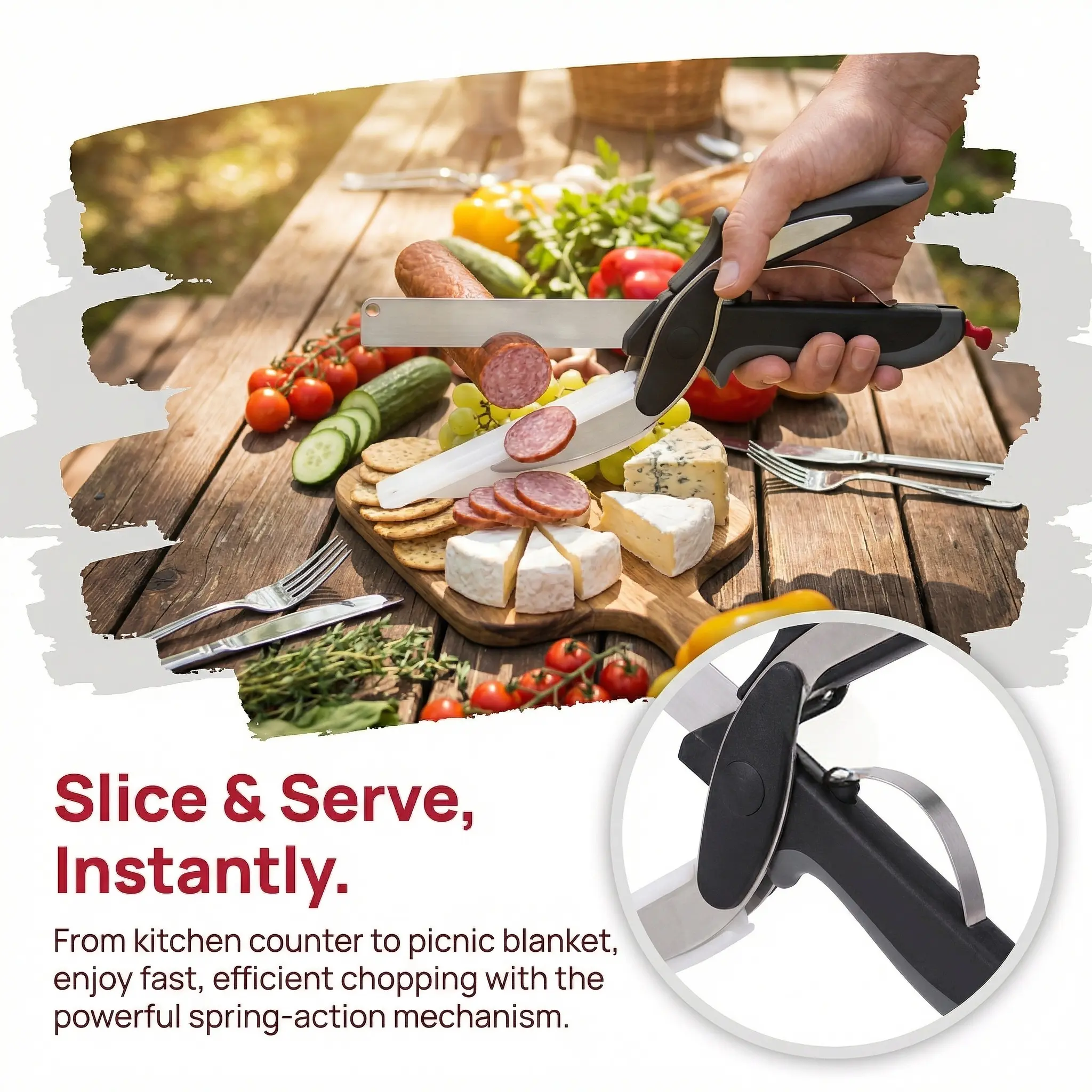 Space-Saving 2-in-1 Kitchen Shears | Scissors + Cutting Board Combo with Safety Lock, Ergonomic Grip, Rust-Resistant Blade