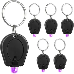 6 Pack Mini UV LED Keychain Flashlight, 395nm UV Light Keychain Flashlight, UV Keychain Flashlight, UV Keychain Light Black Light for Detections