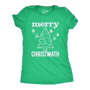 Womens Merry Christmath T Shirt Funny Christmas Tree Holiday Math Graphic Tee Funny Womens T Shirts Cute Vintage Fashion Casual Ladies T-Shirt Gift Christmas Tops for Women Funny Nerd Top Women's Novelty Tees Green