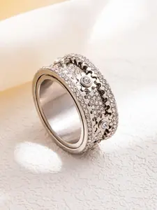 Creative Gear Design Rhinestone Ring, Elegant Fashion Jewelry for Men and Women, Perfect Gift for Birthdays, Anniversaries, Graduations