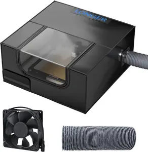 longer RAY5 Laser Engraver Enclosure,Fireproof and Dustproof Laser Cutter Protective Cover with Fan and Pipe, Against Smoke, Odor, Noise and Eye Protection，‎27.5 x 27.5 x 13 inches