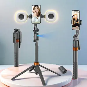 Extendable Auto Face Tracking Phone Tripod Stand, Compatible for Android/iPhone, 360 °   Rotation Selfie Sticks with Light, Smart AI Facial Recognition, Cameraman Shooting for Video, Vlog, Live Stream