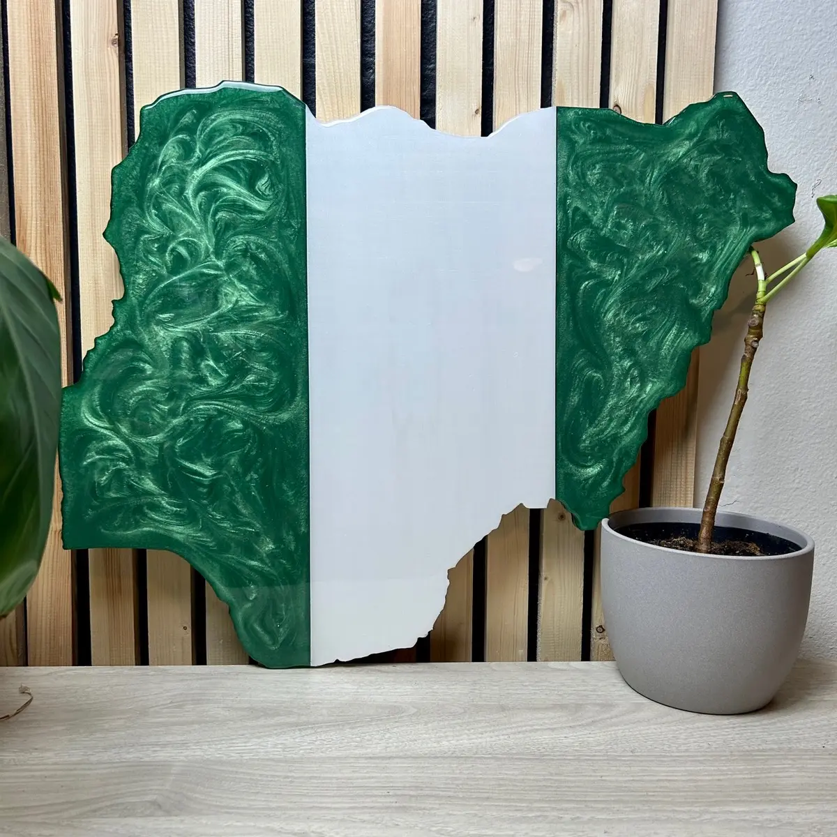 Nigeria National Flag Art - Wood And Resin Art