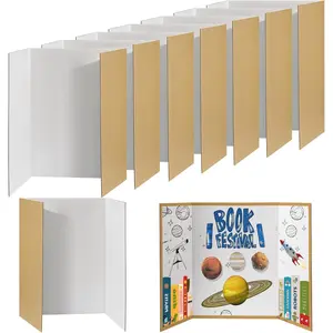 8 count Trifold Poster Board- Large 40" x 28" Tri Fold Display Board Hard & Thick White Presentation Cardboard for Science Fair, School Projects, and Business Presentations