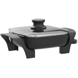 B BRAZIFY  Non-stick Electric Skillet, Dishwasher Safe with Tempered Glass Vented Lid, Rapid Heat Up, 600W, Black Easy Egg Cooker Egg Cooker Machine