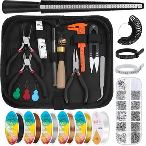 1 Set Jewelry Wire Wrapping Jewelry Making Supplies Kit,Ring Sizer Measuring Tools Kit with Tools,Ring Craft Wires,Jewelry Findings for Rings Repair,DIY Hand Tools Kits