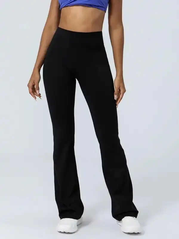 Women's Plain High Waist Slim Flared Leg Yoga Pants, Solid Bell Bottom Sports Trousers for Workout Gym Fitness , Women's Joggers for Fall, Fall Outfits 2024 Track Pants, Yoga Pants for Women