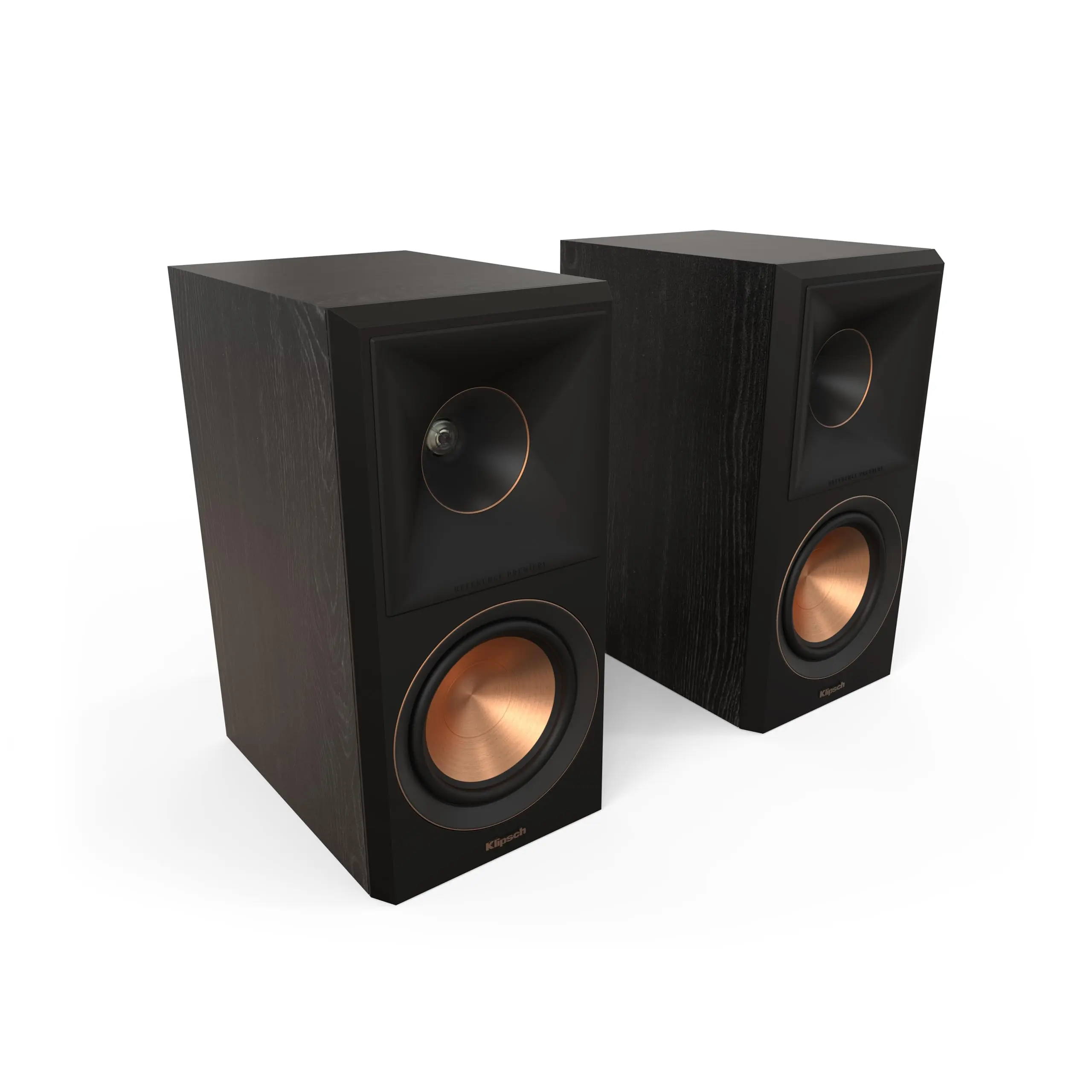 Klipsch Reference Premiere RP-500M II Ebony Bookshelf Speakers for Audios, Stereo, Home Cinema & Watch Party - All-New Ceramic Woofers, 90°x90° Larger Tractrix Horn, Maximum Efficiency, Loud Bass Speakers Black