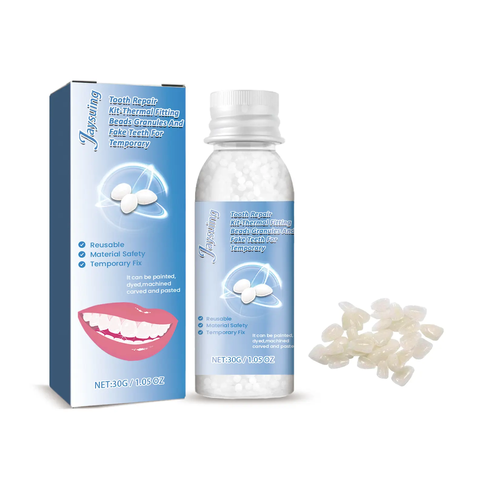 Temporary dental restoration kit - Halloween makeup for decorating teeth, false teeth to fill gaps and holes in teeth, dental cement