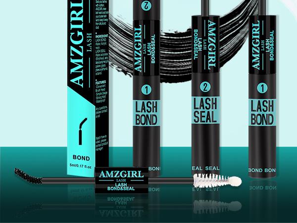 AMZGIRL LASH Bond & Seal 10ML Waterproof Cluster Lash Glue with Mascara Brush for Eyelash Extensions Strong Gentle Lash Cluster Glue