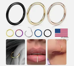 1PC Surgical Steel Hinged Segment Hoop Ring Sleeper Lip Ear Nose Body Piercing