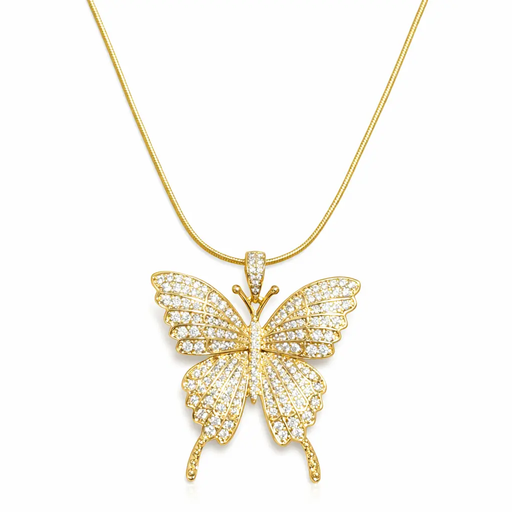 DIDIRAY 14K Gold Plated Chain with Butterfly Pendant