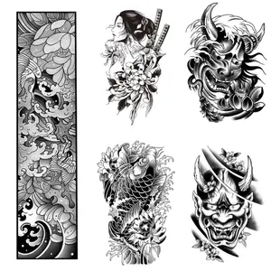 Japanese Traditional Temporary Tattoo Sticker, Unisex Magic Tattoo Waterproof Long-Lasting 7-15 Days, Herbal Semi-Permanent Floral Arm Premium Look Arm Scar Cover-Up