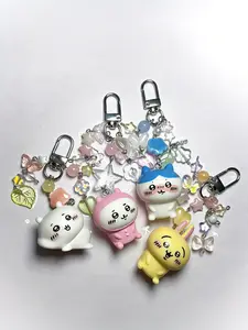 Handmade Beaded Keychain, Creative Anime Doll DIY Keyring, Multi-Color Heart Star Glass Beads, Best Gift for Him Her, Y2K Style, Cute Keychain, Cute Charms Keychain