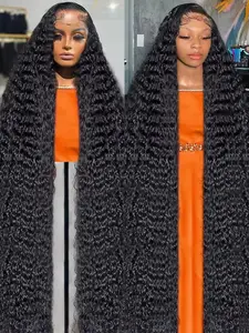 30 36 Inch 200 Density Deep Wave 13x4 Transparent Lace Front Wig Human Hair Brazilian Curly 13x6 HD Lace Frontal Wigs For Women