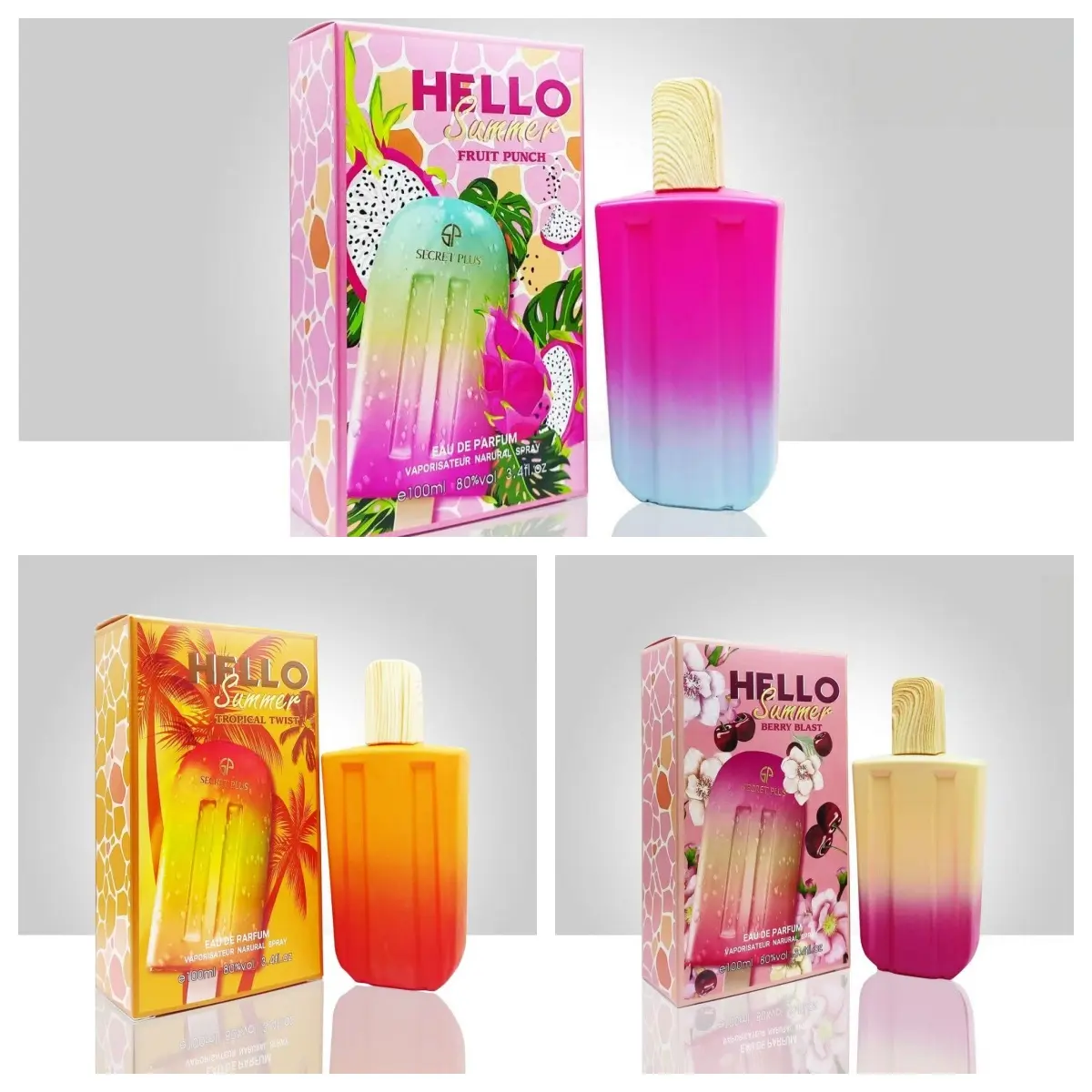 Women's Tropical Fragrance Perfume (3.38 oz) - Popsicle-Shaped Bottle, 3 Summer Flavors