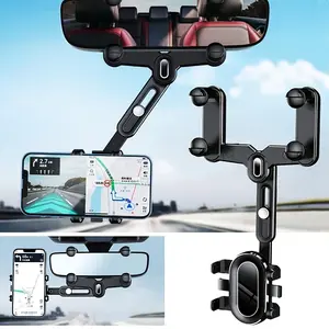 360° Rotating Car Rearview Mirror Phone Holder - Perfect for Kids and Adults - Compatible with Phones and GPS Devices - Sturdy and Durable - Easy to Install - Car Cellphone Mount