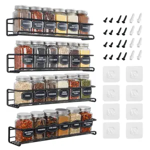 4 Pack  Spice Rack Organizer with Hooks for Refrigerator and Oven,  Kitchen Storage Essential Kitchen Tools